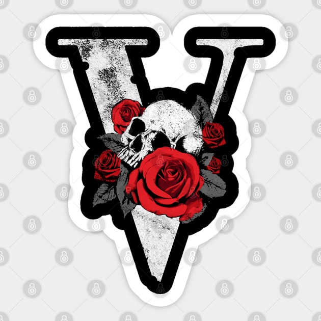 vlone rose skull Sticker by SmithyJ88